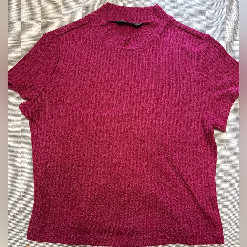 SHEIN Fuchsia Ribbed Knit Sweater